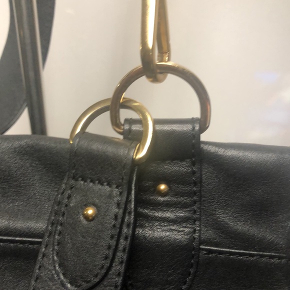 SEE BY CHLOE “COLLINS” Black Leather Saddlebag. Gold studs & leather tassels. - Picture 14 of 15